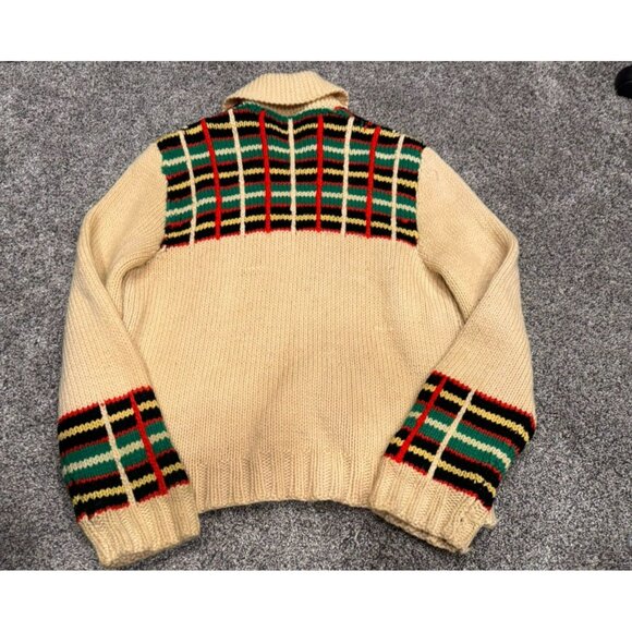 Vintage Cowichan Knit Style Multicolored Zip Up Sweater - Picture 4 of 11